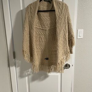 Cozy Knit Fringe Shawl